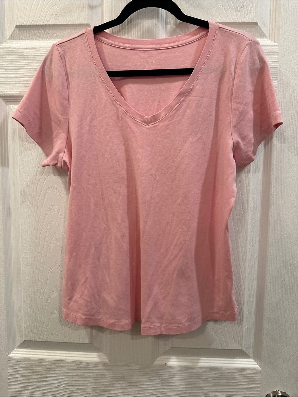 J. JILL Perfect Pima V-Neck Tee Size Large Pink Short Sleeve EUC